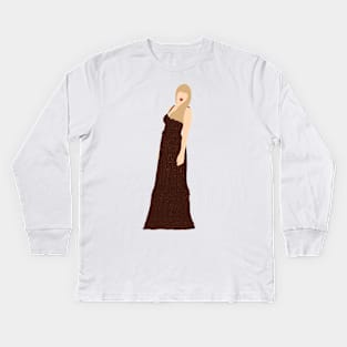 Eras Evermore Bronze Glitter Dress Kids Long Sleeve T-Shirt